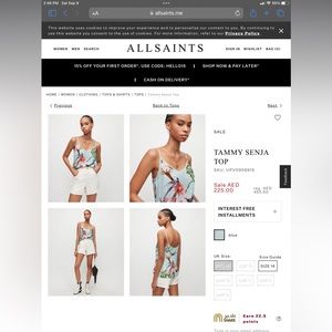 All Saints Tammy Senja top size US 2. NWT